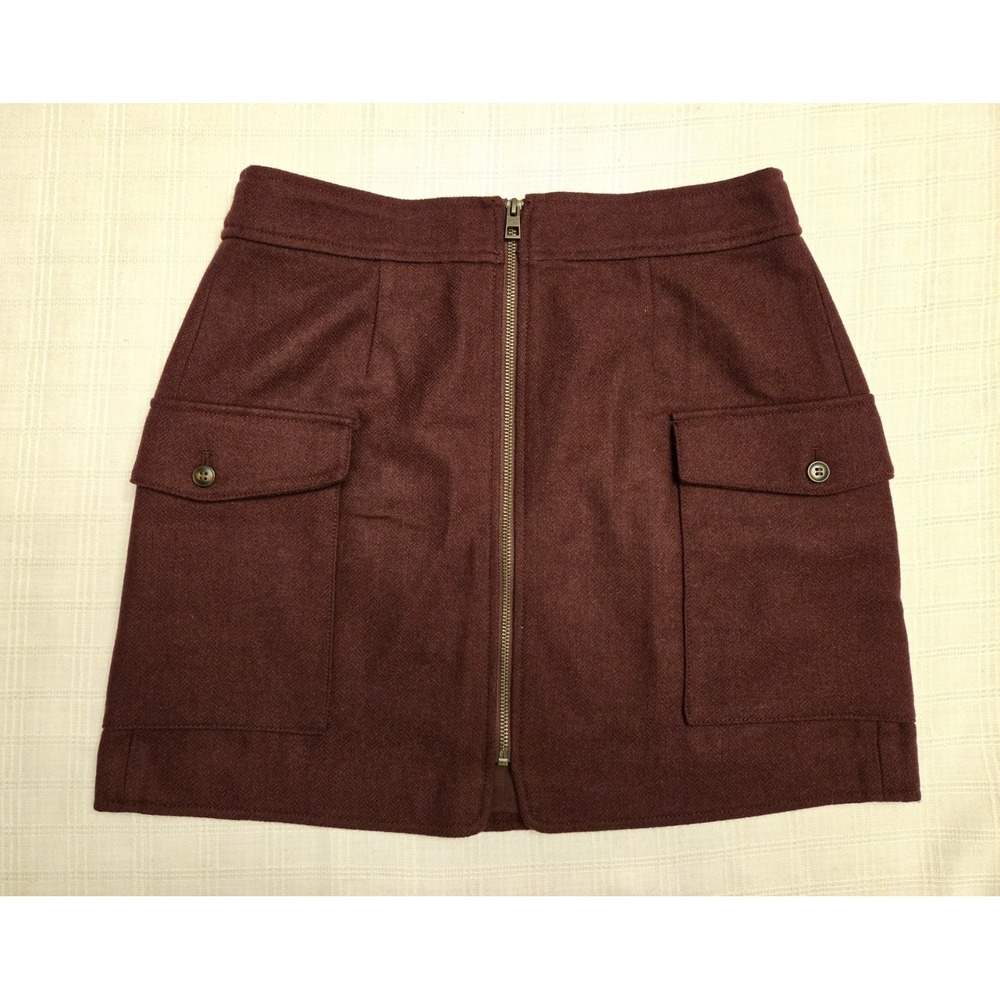 EUC Madewell (Re)Sourced Zip-Front Mini Skirt Bordeaux Melange Womens Size 8